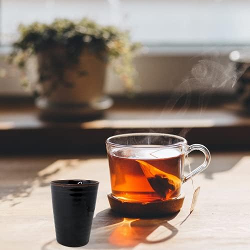 Xícara de chá japonesa de cerâmica preta sem mão, pequenas xícaras de bebidas autênticas sem alça, suprimentos para jantar