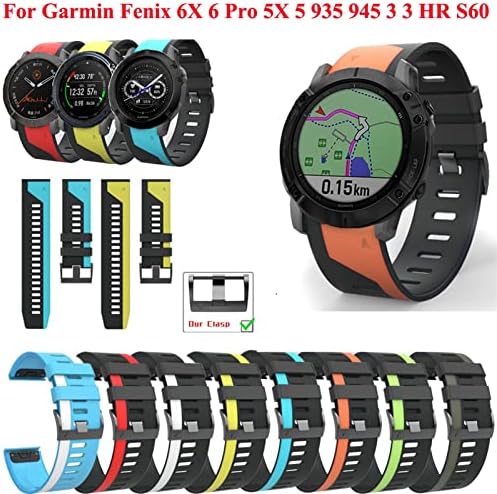 GQMYOK 22 26mm Rápito colorido de relógio para Garminix 7 7x Silicone EasyFit Watch Watch