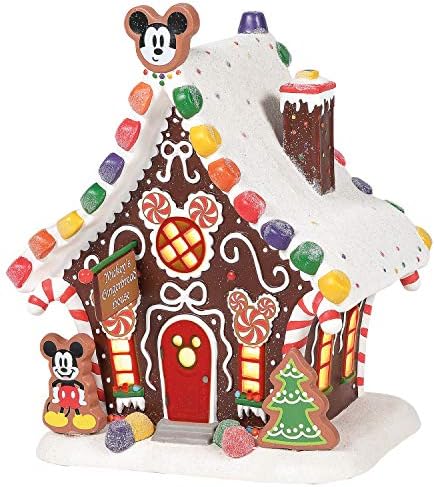 Departamento 56 Porcelana Disney Village Mickey Mouse Gingerbread House Lit Building, 1,75 polegada, multicolor