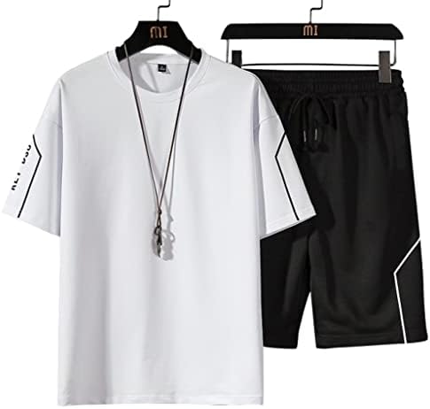 Camiseta masculina feer e curto -se masculino de verão casual tampos de manga curta e calça ternos de esportes de esportes