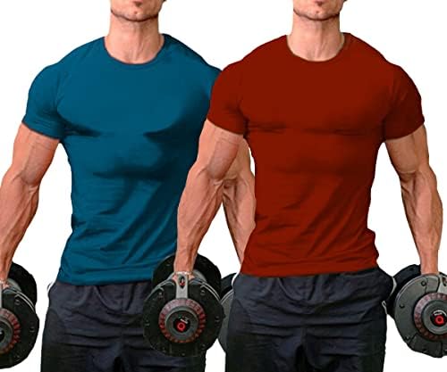 Camisetas atléticas de ginástica atléticas para homens com manga curta com manga curta