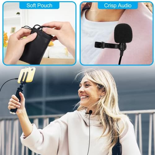 Microfone de lapela Lavalier de grau profissional para Samsung Galaxy Note9 Compatível com iPhone Phone ou Camera Blogging Vlogging