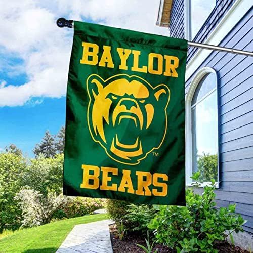 Baylor Bears New Bear Logo Flag de House Double -lateral com conjunto de poste de bandeira