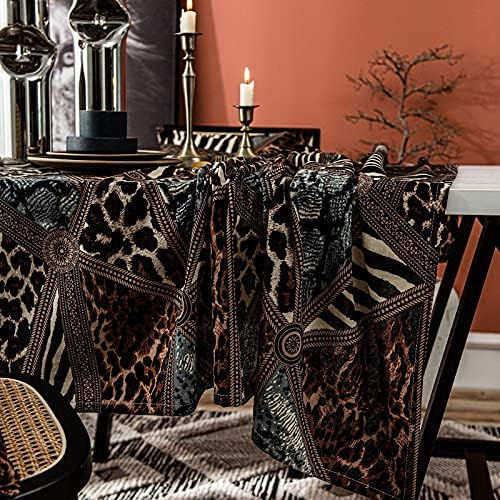 Huangxing - Tale da mesa de toalha de toalha de toalha de leopardo, capa de mesa lavável para a festa de jantar de cozinha, toalha