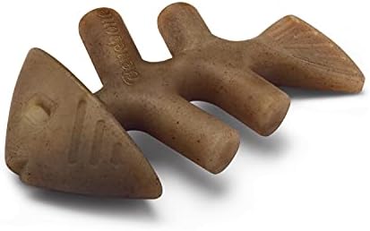 Benebone Fishbone Durable Dog Chew Toy para mastigadores agressivos, peixes de verdade, fabricado nos EUA, pequeno e desenho de cães duráveis ​​para mastigar de cachorro para mastigadores agressivos, feitos nos EUA, sabor de bacon pequeno e real