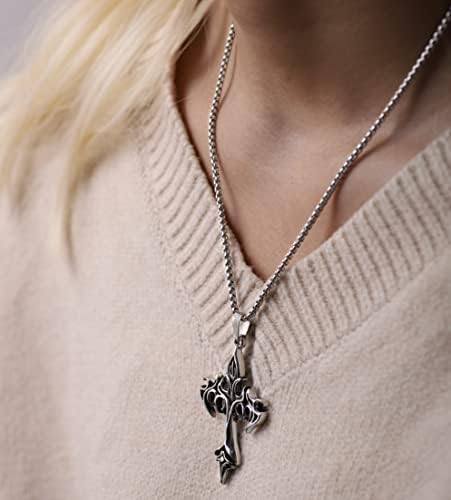 Colar cruzado gótico sacina, gargantilha cruzada, colar cruzado para mulheres, colares góticos, presente de jóias do Ano Novo