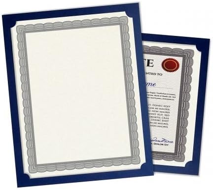 Titular do certificado azul simples - conjunto de 10, 9-1/2 x 12 dobrado com cantos Diecut em 80 lb.