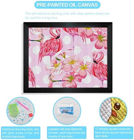 Belo Flamingo Bird Polka Dot Diamond Painting Kits Picture Frame 5D DIY Drill Full Drill Rhinestone Arts Decoração de parede para adultos Blackwood 50 * 40cm