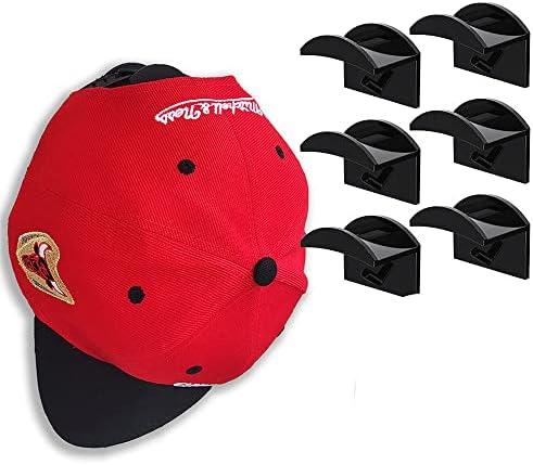 6 compactores de chapéu de gancho de gancho auto-adesivo Organizador sem tampa de perfuração Hat chapéu de chapéu ganchos