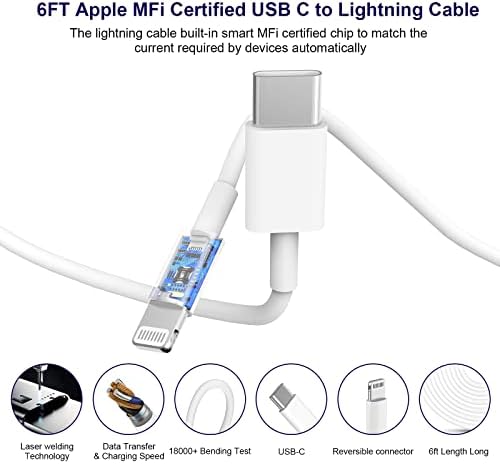 iPhone Fast Charger, 3 pacote [Certificado da Apple MFI] 20W Tipo C IPhone Charger Bloco de carregamento rápido com