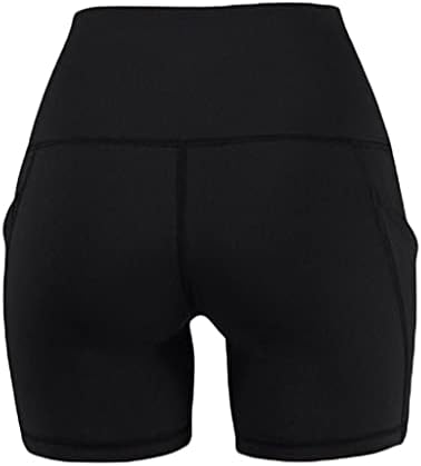 NYYBW Women's High Wisty Biker Shorts com bolsos trepores de treino de trechos de ioga esportes shorts de motoqueiros com