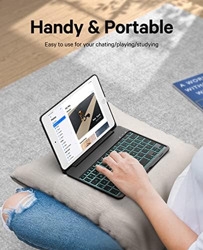 Earto iPad mini 5 / mini 4 estojo de teclado, 135 graus com 7 coloras de cor, concha de alumínio e fólio inteligente, sono automático e acordar para iPad mini 5th Gen 2019 / iPad Mini 4th Gen 2015, Black