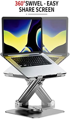 Stand Laptop Viglt, 360 ° Girão e Laptop Ajustável Stand para mesa, laptop telescópico Riser Liberdade Altura e Multi-ângulo, dobrável e portátil Stand para todos os laptops MacBook 10-17 polegadas-cinza