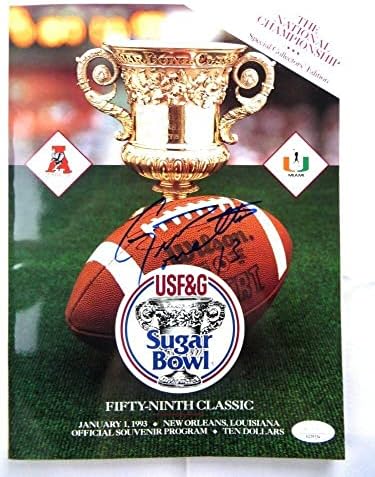 Gino Torretta assinou o programa autografado 1993 Sugar Bowl Miami JSA AG39554 - Revistas da faculdade autografadas