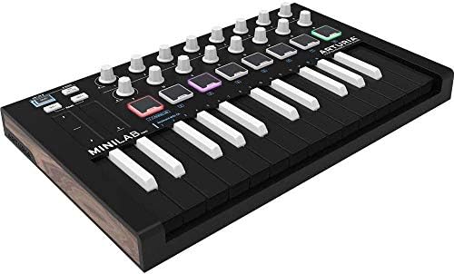 Arturia minilab mkii pacote de controlador MIDI invertido com interface de áudio Minifuse 2, cabos USB e pano de polimento de áudio líquido 25 teclado fino teclado