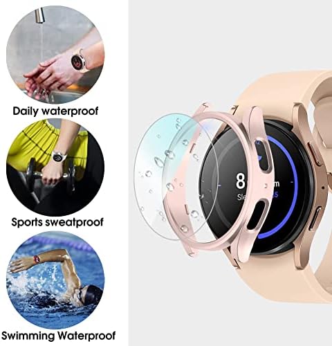 Bougraite 12+4 Caixa de embalagem para Samsung Galaxy Watch 5 Pro 45mm com protetor de tela de vidro temperado, capa de proteção resistente ao pára -choques resistente ao pára -choques de Pc