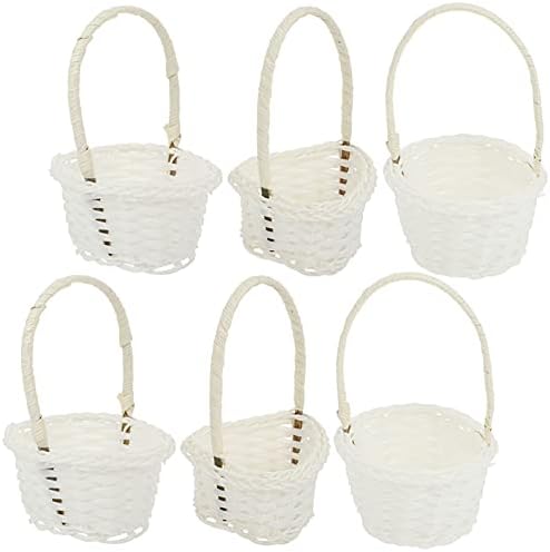 Decoração de casamento do doitool cestas de armazenamento de despensa 6pcs mini -tecido cesto de cesta de cesta de cesto de vime de vime de cesta de doces para festas de aniversário de aniversário a favor de cestas tecidas tecidas