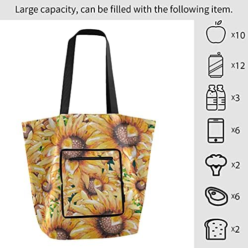 Aquarela Girassol Perfeito Bolsa de ombro dobrável Perfeita bolsa de supermercado reutilizável bolsa de compras para