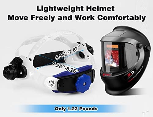 Kuject Tamanho grande visualização do capacete de soldagem de escurecimento automático verdadeiro com luvas, capa de solda solar/bateria com vistas laterais, para máscara de soldador de arco MMA Tig Mig