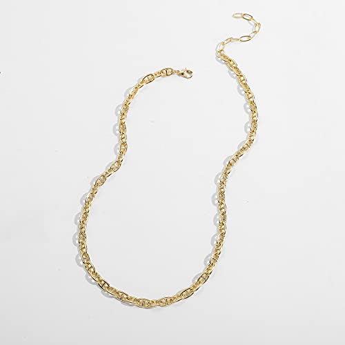 Colher de cadeias de link kolesso para mulheres coladas multilayer colares de ouro jóias femininas de cor dourada-32773