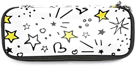 Estrelas Saco de caneta de lápis de couro de padrão universal com bolsa de artigos de papelaria dupla com zíper para o escritório de trabalho escolar meninos meninas meninas