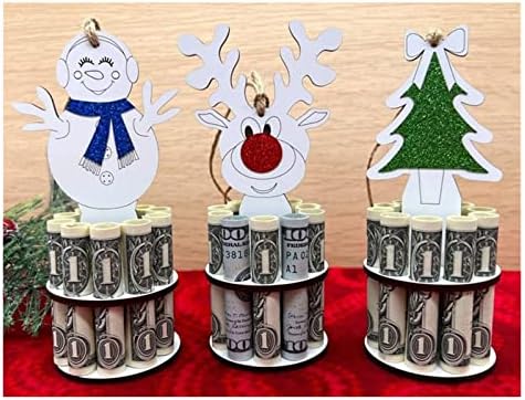 Disetra de dinheiro exclusiva de Natal, idéias únicas de madeira feita de madeira, decorações de casa de mesa exclusivas
