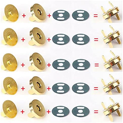 Dztian 50 conjuntos de 14 mm de botão magnético dourado Snaps ótimos para costurar sacolas de bolsas de couro artesanal com