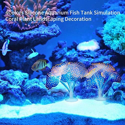 Ornamento artificial de coral artificial heepdd, efeito brilhante decoração de coral de coral de silicone para decoração de paisagem de tanques de peixes