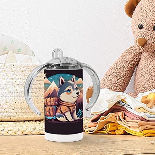 Kawaii Husky Sippy Cup - Copo com canudinho bebê - copo de canudinho fofo