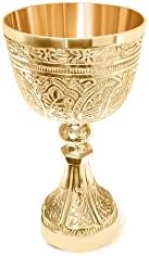 Decor Kings feitos à mão Vintage 1x Cálice de bronze em relevo de 6 polegadas Goblet de vinho para comunhões, casamentos