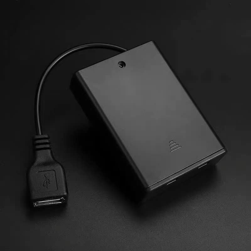 Porta de bateria USB 3 AA, suporte de bateria USB 5V preto com interruptor, cabo USB, suporte de bateria AA com conector Micro USB