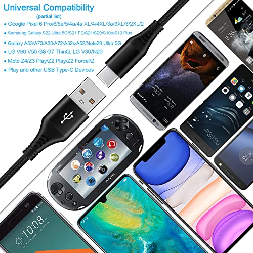 C Cabo do carregador Fast Charging Tipo C Android CARREGO DE TELEFONE DE ANDROID 4PACK CABO USB C PARA SAMSUNG Galaxy S23 Ultra S23+ S23 S22 Ultra S21 S20 Fe S10 Plus A54 A14 A13 A53/Z Flip 4 5g, Pixel 7 Pro 6A 5 4A XL