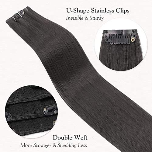 CLIP DE PERSEPHONE em extensões de cabelo para mulheres, clipe de cabelo de 20 Kanekalon em extensões - #1b Extensões de cabelo preto com extremidades cheias de brilho natural