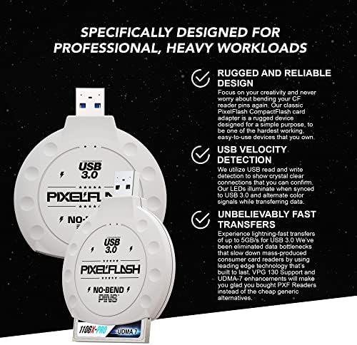 PIXLEFLASH PINS NO-BEND USB 3 CF CARD CARDE, leitor de cartões flash compactos, adaptador de memória compactflash de