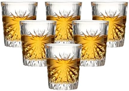 Conjunto de Lukeo de 6 vidro pesado de vidro com óculos de licor gravados para barras de bar e casamento de casamento 55ml