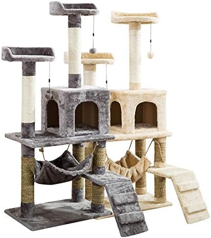 Tonpop Cats Tree Tower Tower Tower Cat Frame com ninho de gato e Hammock Cat Tower Kitten Play House Cat Tree Luxury Scratching Post