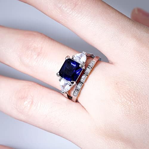 2023 Nova jóia de anel para mulheres jóias pedras azul engajado de zircão redondo anel de moda brilhante anéis de acrílico anéis