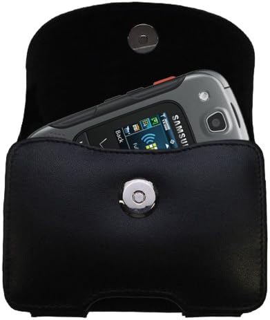 Caso de couro montado em cinto, personalizado para o Samsung Conyoy 3 / Sch -U680 - cor preta com clipe removível por gomadic