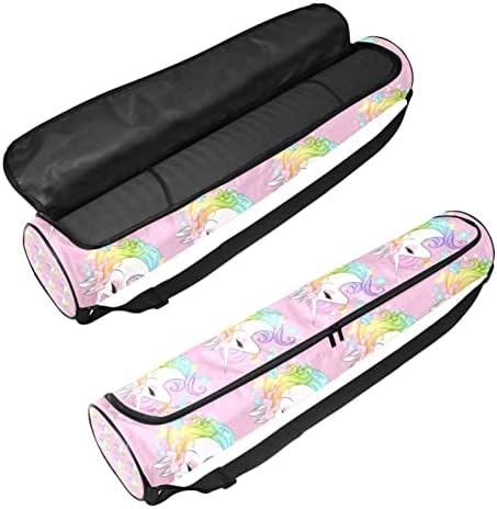 Unicorn Yoga Mat Bags Full-Zip Yoga Carry Bag for Mulher Men, Exercício portador de tapete de ioga com cinta ajustável