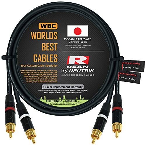 Melhores cabos do mundo 2,5 pés-Direcional Par de cabo de interconexão de áudio de alta definição Made Made usando MOGAMI 2549 Wire e Neutrik-Rean NYS Gold RCA Connectores