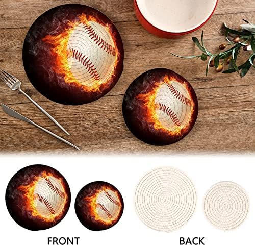 Alaza queimando os suportes de panela de beisebol Defina 2 PCs, Potholders para cozinhas, montanhas -russas de algodão