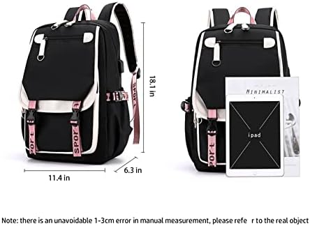 Laptop de grande capacidade Backpack Cartoon Sacos impressos com porto de carregamento USB Backpack Daypack de viagem casual Daypack