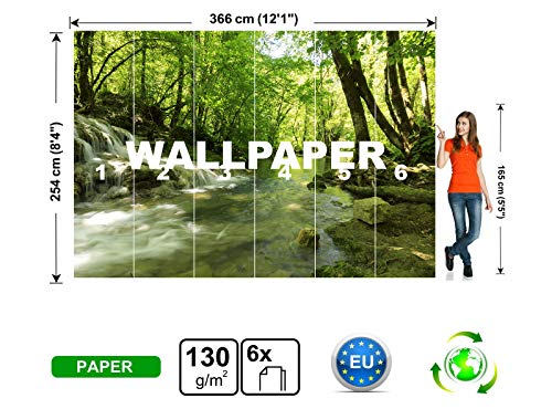 Papel de parede de foto grande - cachoeira em cascata - floresta de decoração de imagem de imagem da floresta imagem de decoração de parede mural de parede