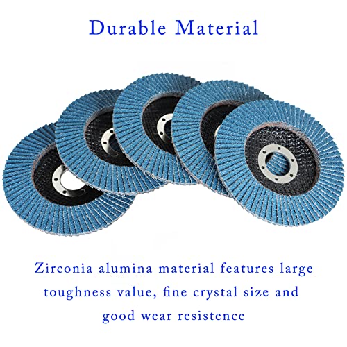 Waltyotur 100 discos de aba de embalagem Roda de moagem 40 grão, 4-1/2 x 7/8 de aba ângulo de disco de lixando disco de zirconia