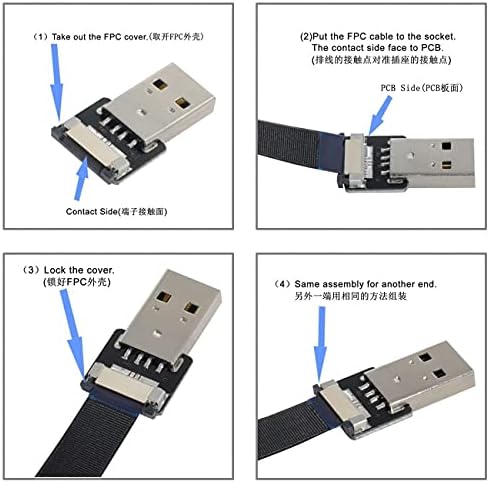 NFHK USB 2.0 Tipo A Male A para Tipo A Dados masculinos Cabo Slim FPC para FPV & Disk & Scanner & Printer 20cm