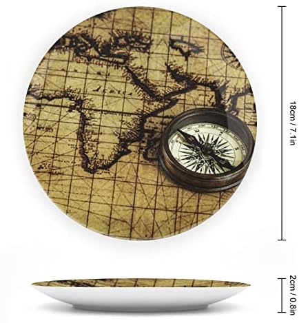 Retro Globe Map Compass Decorativa Placa redonda Placa de cerâmica REALH