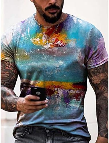 Badhub Men Tie-Dye Style T-shirts Hipster Hip Hop 3D Gráfico de manga longa Tops casuais camisetas gráficas coloridas