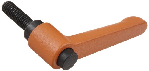 Métrica de zinco fundida Métrica de zinco reto ajustável com botão laranja, pino rosqueado, 45 mm de comprimento, altura