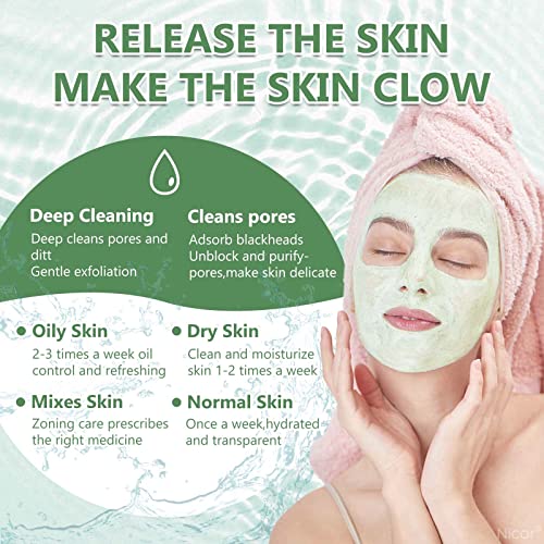 Oqewva Green Tea Mask Beck para Clackheads Remover Máscara 2 pacote de pacote Skin Hidratante Brilhando o chá verde Máscara Deep Cleanse Gifts Para Mulheres