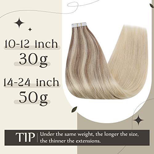 Full Shine 2packs Total 155g 18/22/60 polegadas de 20 polegadas Balayage Balayage Fita loira platina em extensões de cabelo Remy Human